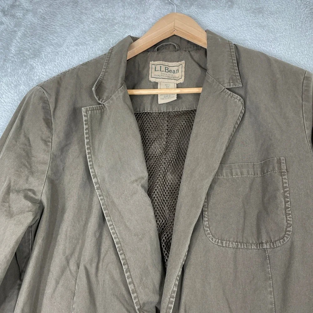 LL Bean Field‎ Jacket Mens 40 Brown Cotton Canvas Blazer Elbow Patch Workwear
